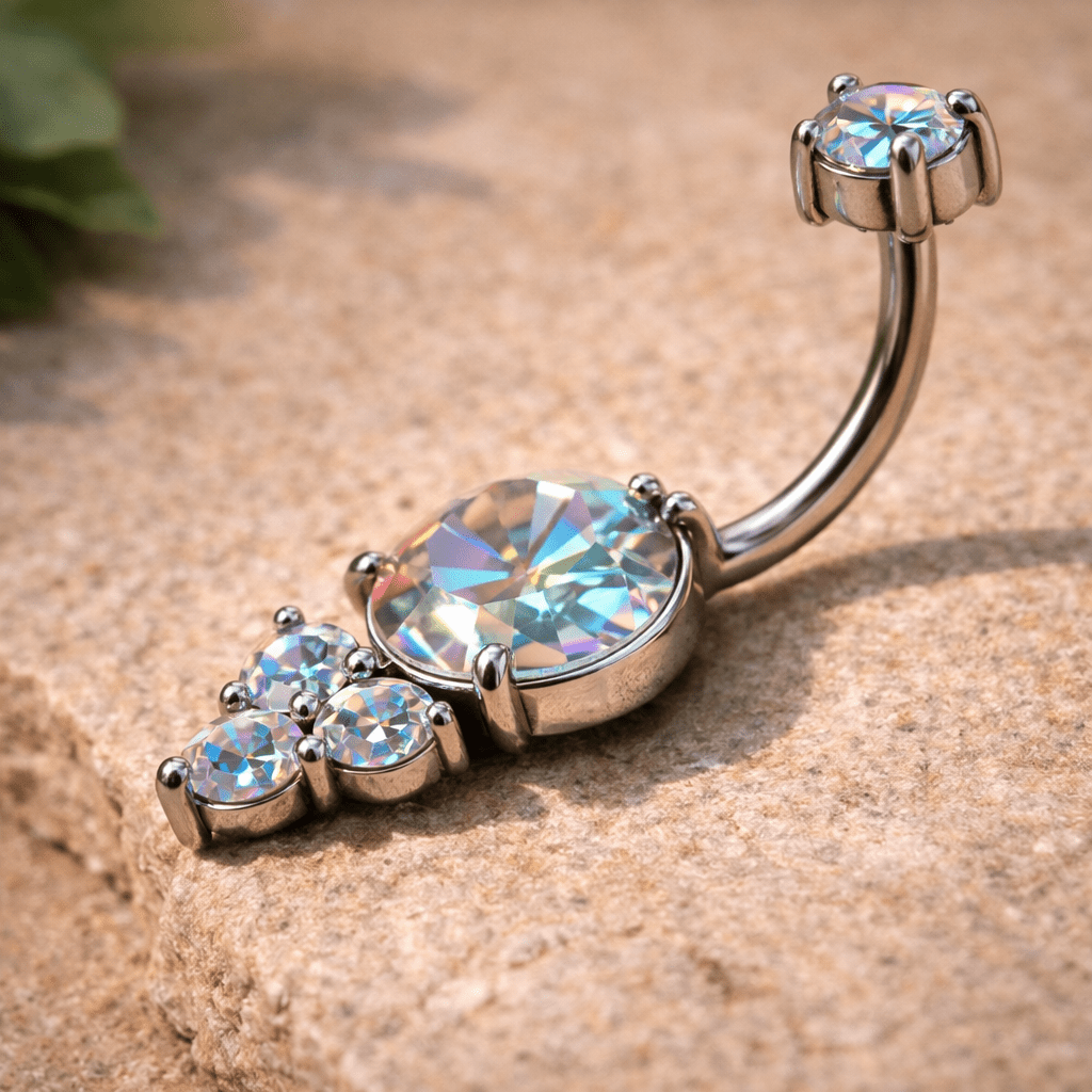 Stainless Steel Enchanted Aurora Borealis Navel Ring