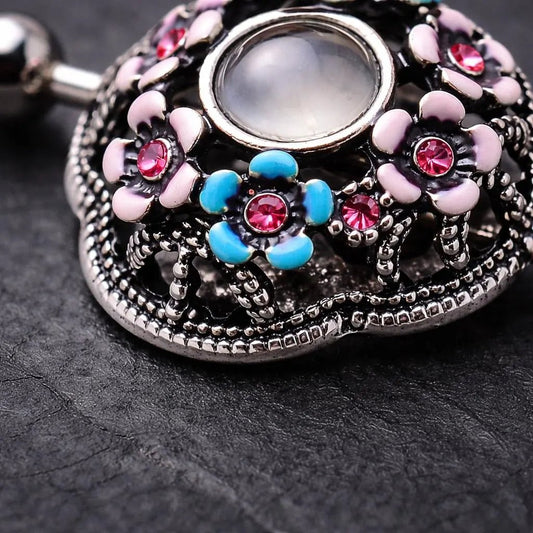 Stainless Steel Flower Field Dome Shape Nipple Shield - Skin Metals