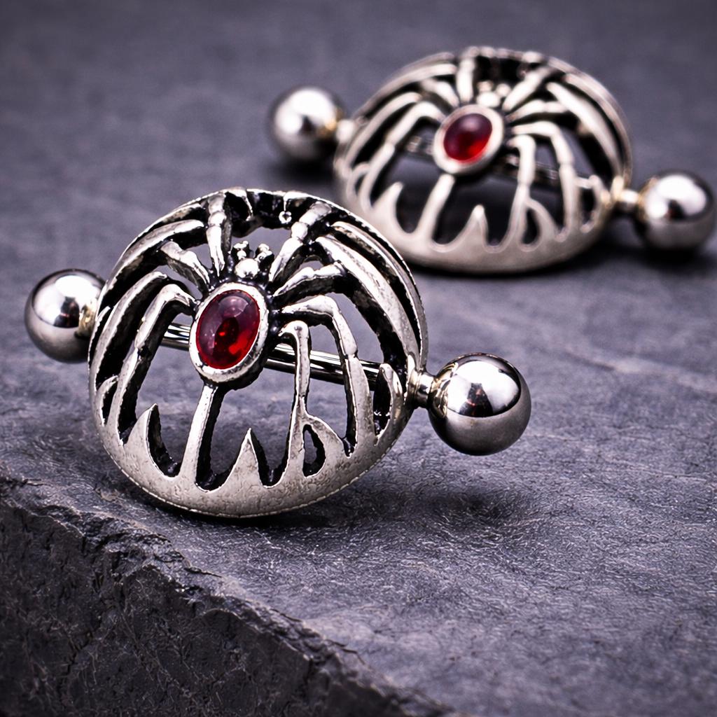 Stainless Steel Gothic Spider Dome Shape Nipple Shield