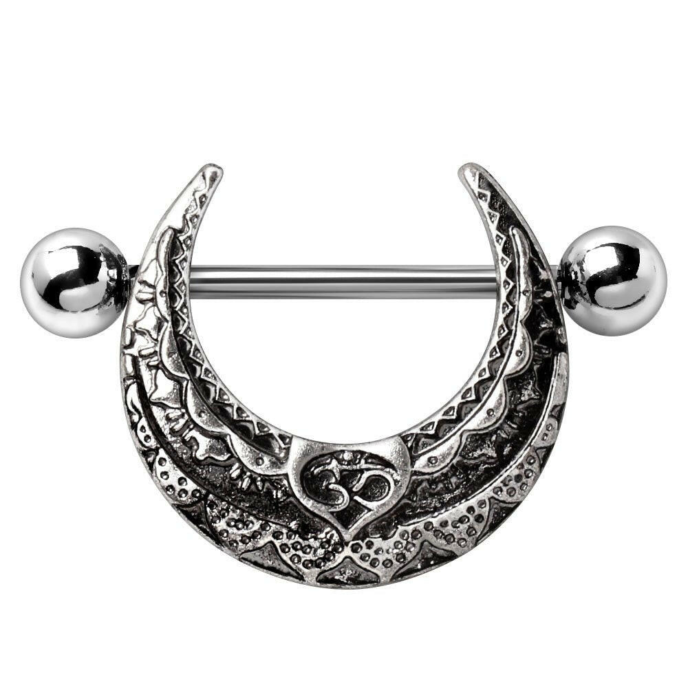 Stainless Steel Gothic Tribal Logo Nipple Shield Nipple Ring
