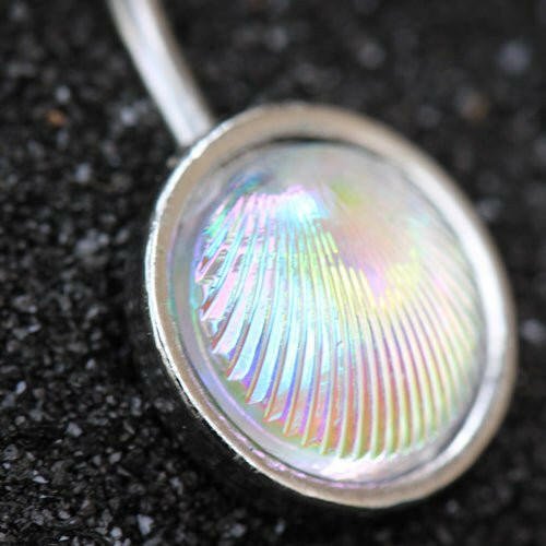 Stainless Steel Holographic Shell Navel Ring