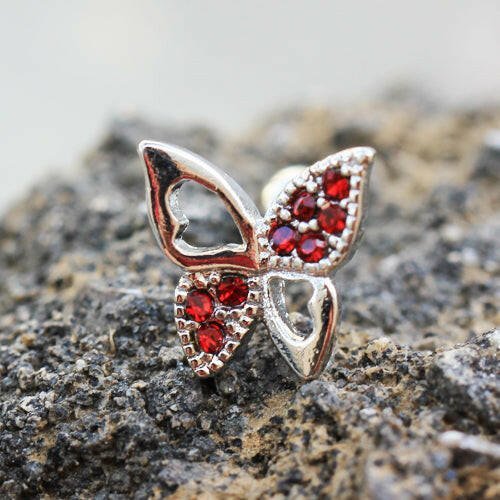 Stainless Steel Jeweled Butterfly Cartilage Earring