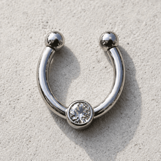 Stainless Steel Jeweled Fake Septum Ring