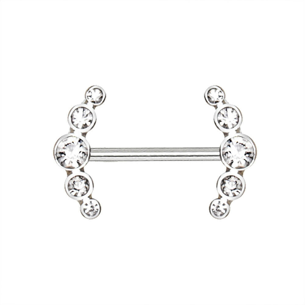 Stainless Steel Multi-CZ Nipple Shield front view
