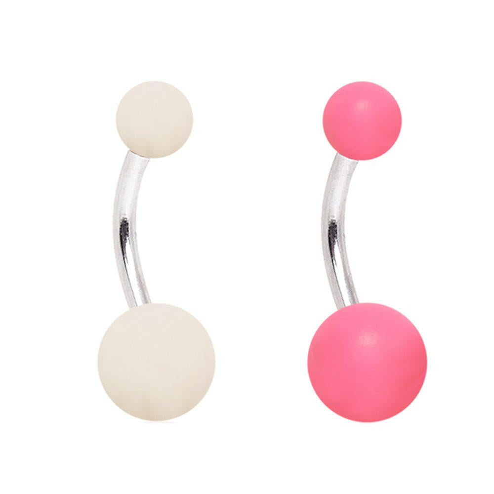 Stainless Steel Navel Ring with Rubber Coated Balls