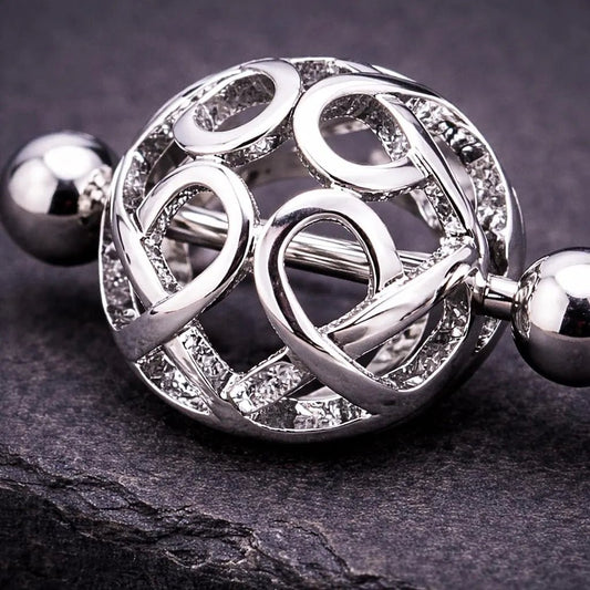 Stainless Steel Ornate Dome Shape Nipple Shield Nipple Ring Impulse Piercings