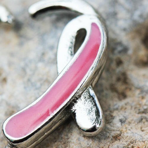 Stainless Steel Pink Ribbon Heart Cartilage Earring