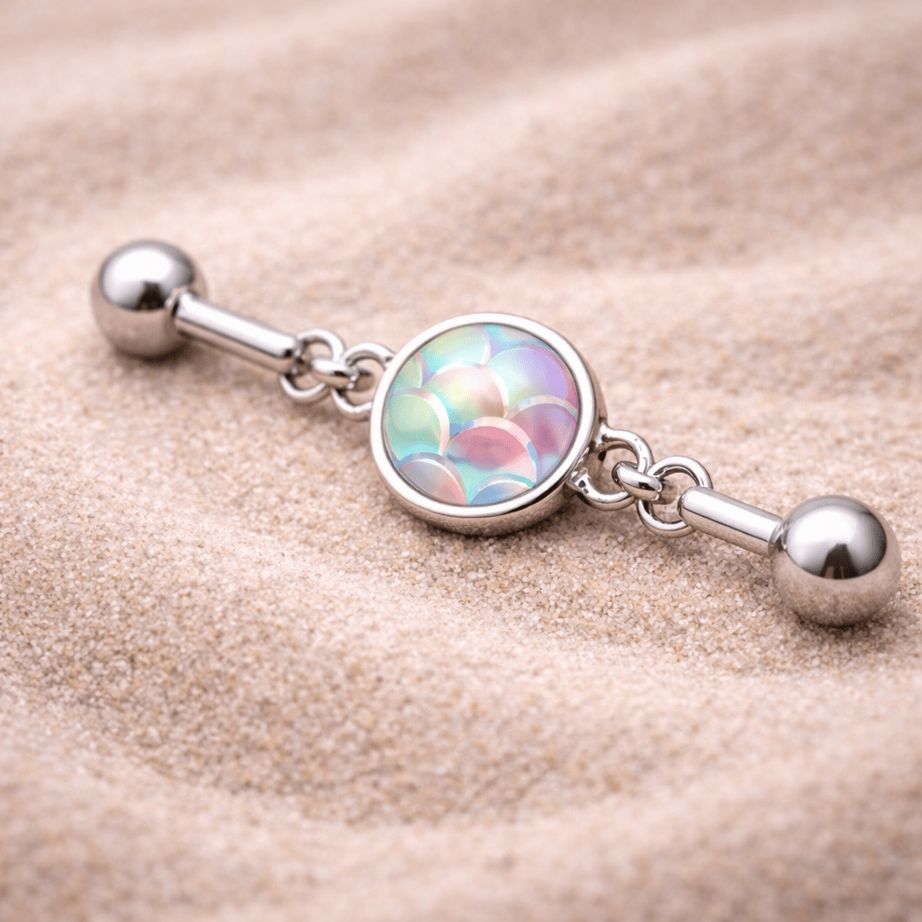 Stainless Steel Rainbow Cabochon Chain Industrial Barbell Industrial Barbell Skin Metals