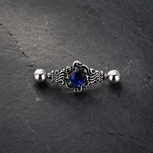 Stainless Steel Sapphire Blue Wave Cartilage Cuff Earring