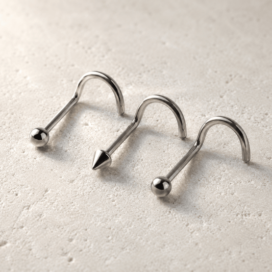 Stainless Steel Screw Nose Ring Ball Dome Spike 18G 20G