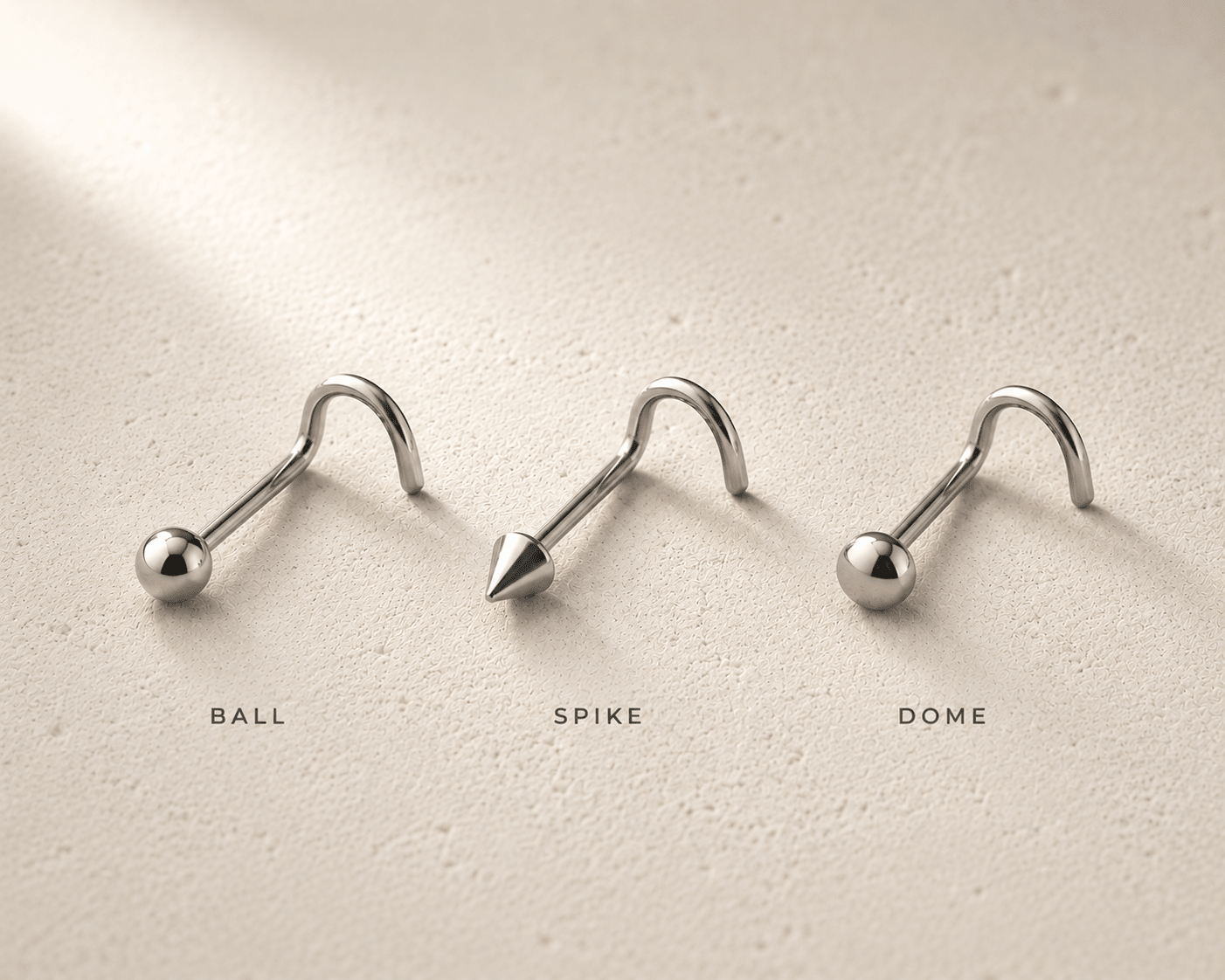 Stainless Steel Screw Nose Ring Ball Dome Spike 18G 20G