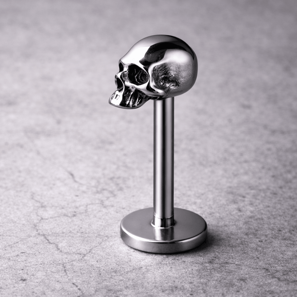 Skull Push In Labret styled on model