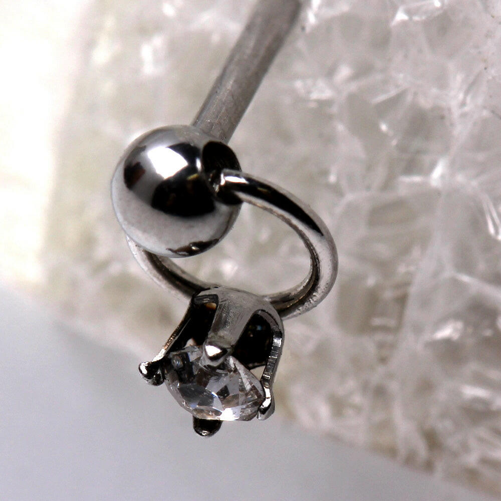 Stainless Steel Slave Ring with Clear CZ Stud Nose Ring