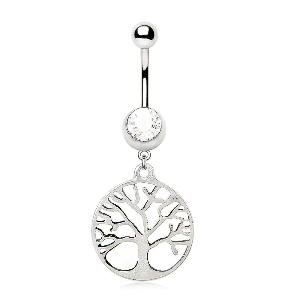 Stainless Steel Tree of Life Dangle Navel Ring