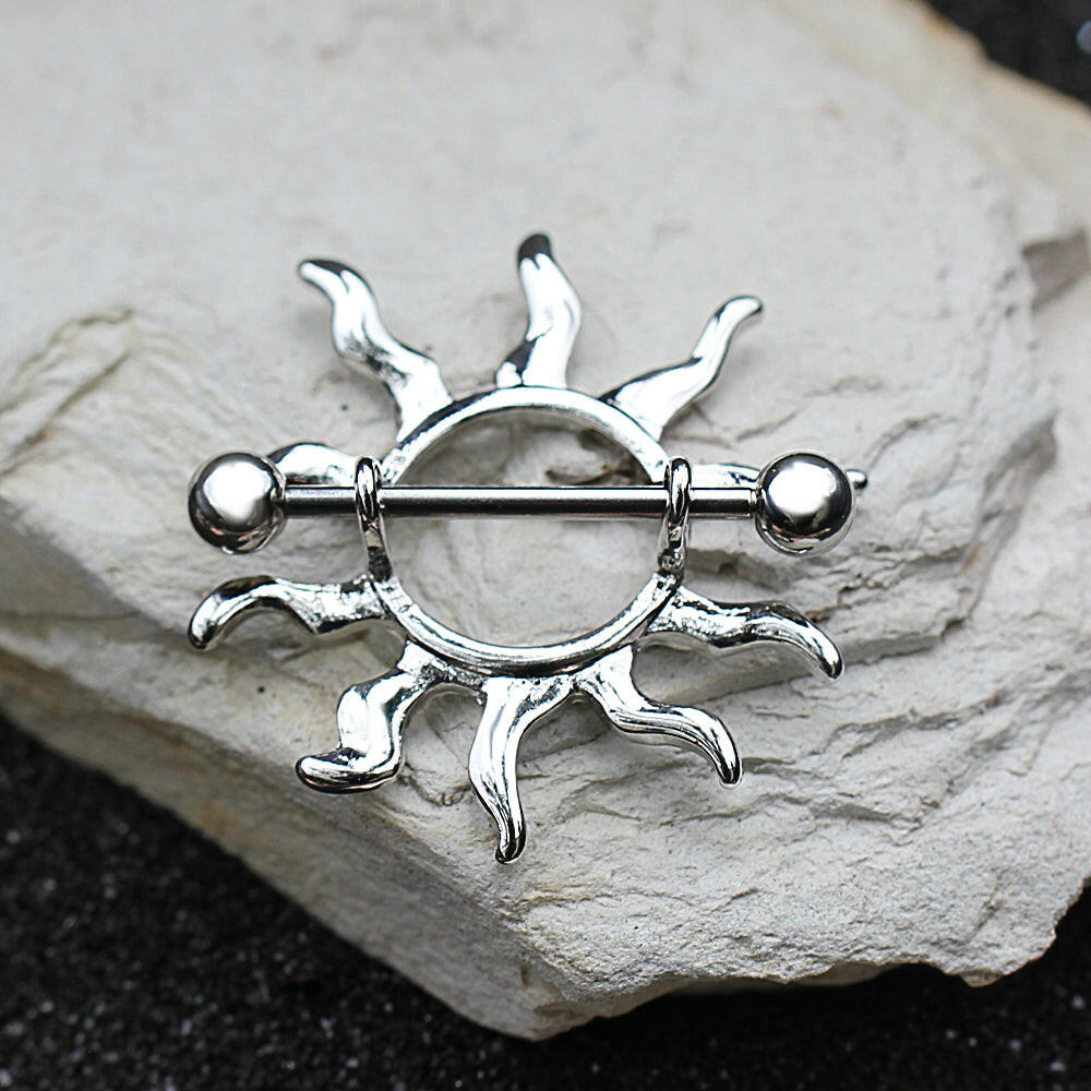 Stainless Steel Tribal Sun Nipple Shield Nipple Ring Impulse Piercings