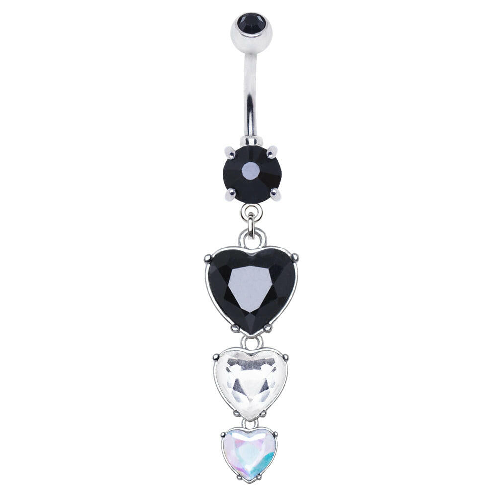 Stainless Steel Triple Heart Dangle Navel Ring