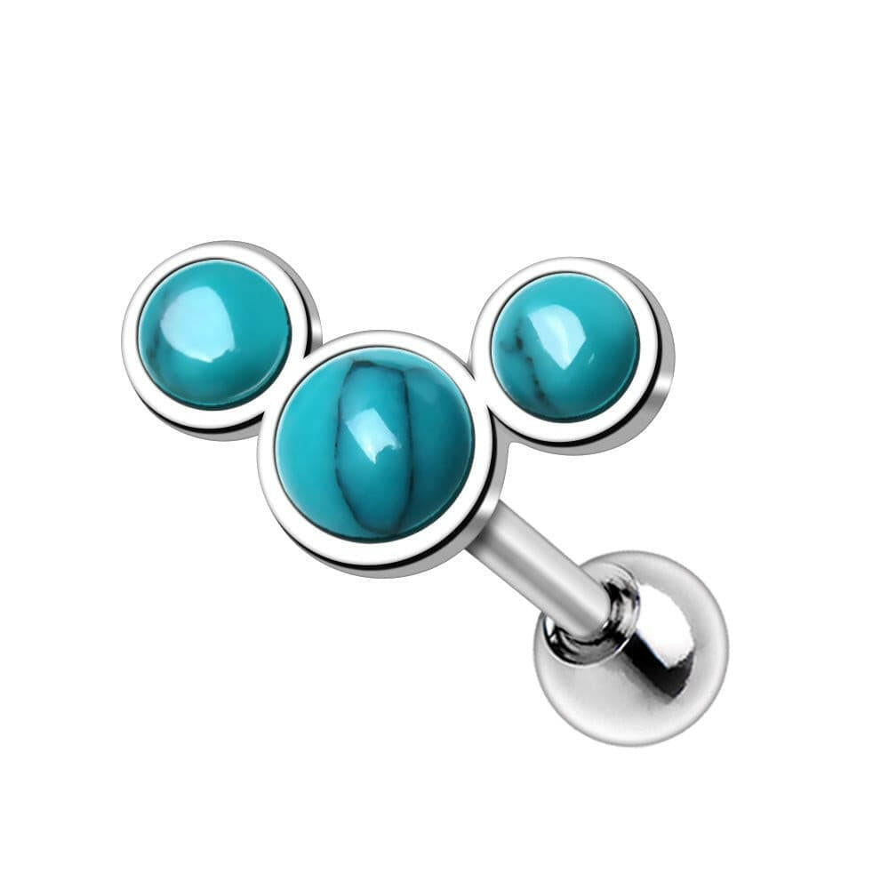 Stainless Steel Triple Turquoise Cartilage Earring Cartilage Earring Skin Metals