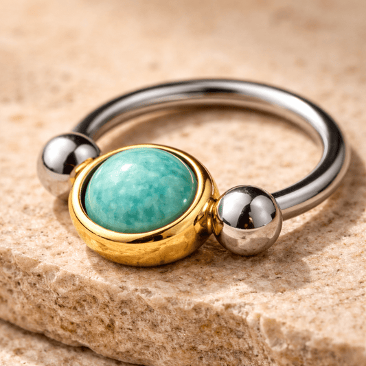 Stainless Steel Turquoise Snap-In Captive Bead Ring / Septum Ring Captive Bead Impulse Piercings