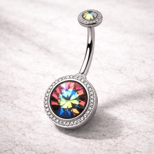 Stainless Steel Vitrail Medium Discs Navel Ring