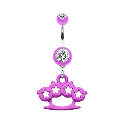 Star Brass Knuckle Belly Button Ring Navel Ring Impulse Piercings Purple