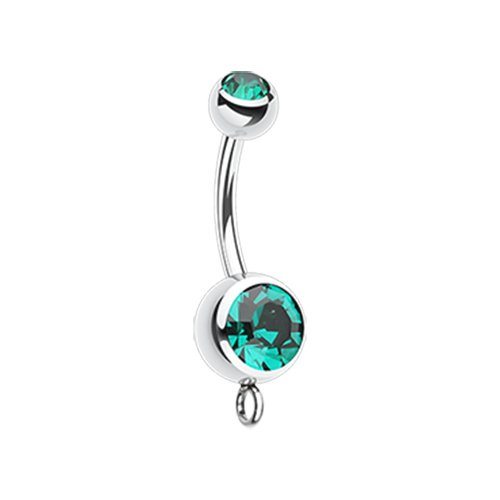 Steel 'Add-On Dangle' Gem Ball Belly Button Ring Navel Ring Impulse Piercings Dark Green