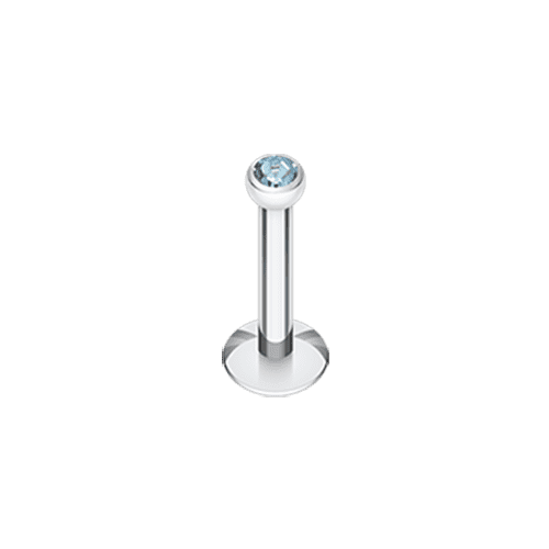 Steel Gem Ball Internally Threaded Labret Labret Impulse Piercings 1/4" (6mm) Aqua