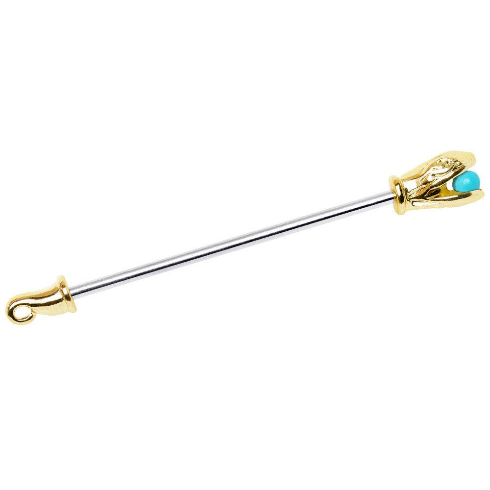 Steel Turquoise Ball Golden Serpent Industrial Barbell