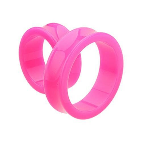 Supersize Neon Colored Acrylic Double Flared Ear Gauge Tunnel Plug Plugs Impulse Piercings 1-1/8" (29mm) Pink