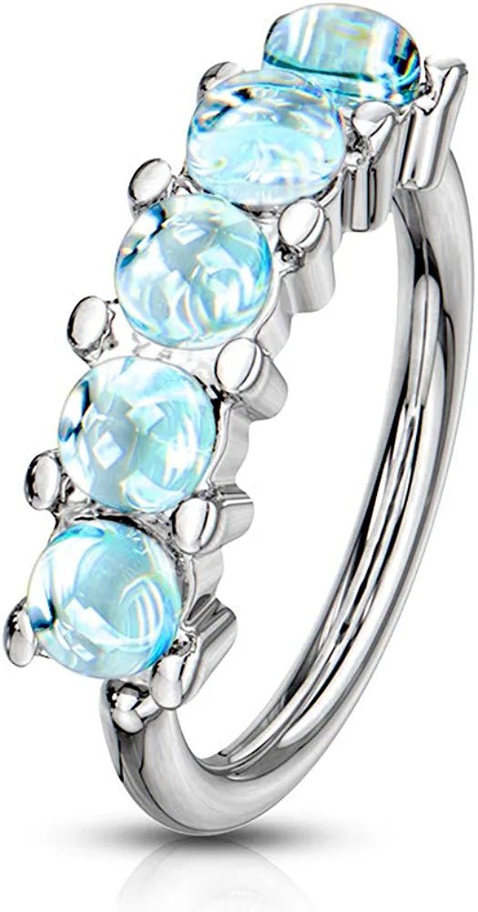 Surgical Steel 5 Illuminating Stones Lined All Bendable Hoop Rings for Ear Cartilage Eyebrow Nose Rings Nose Ring Impulse Piercings 20GA Length: 8mm Blue
