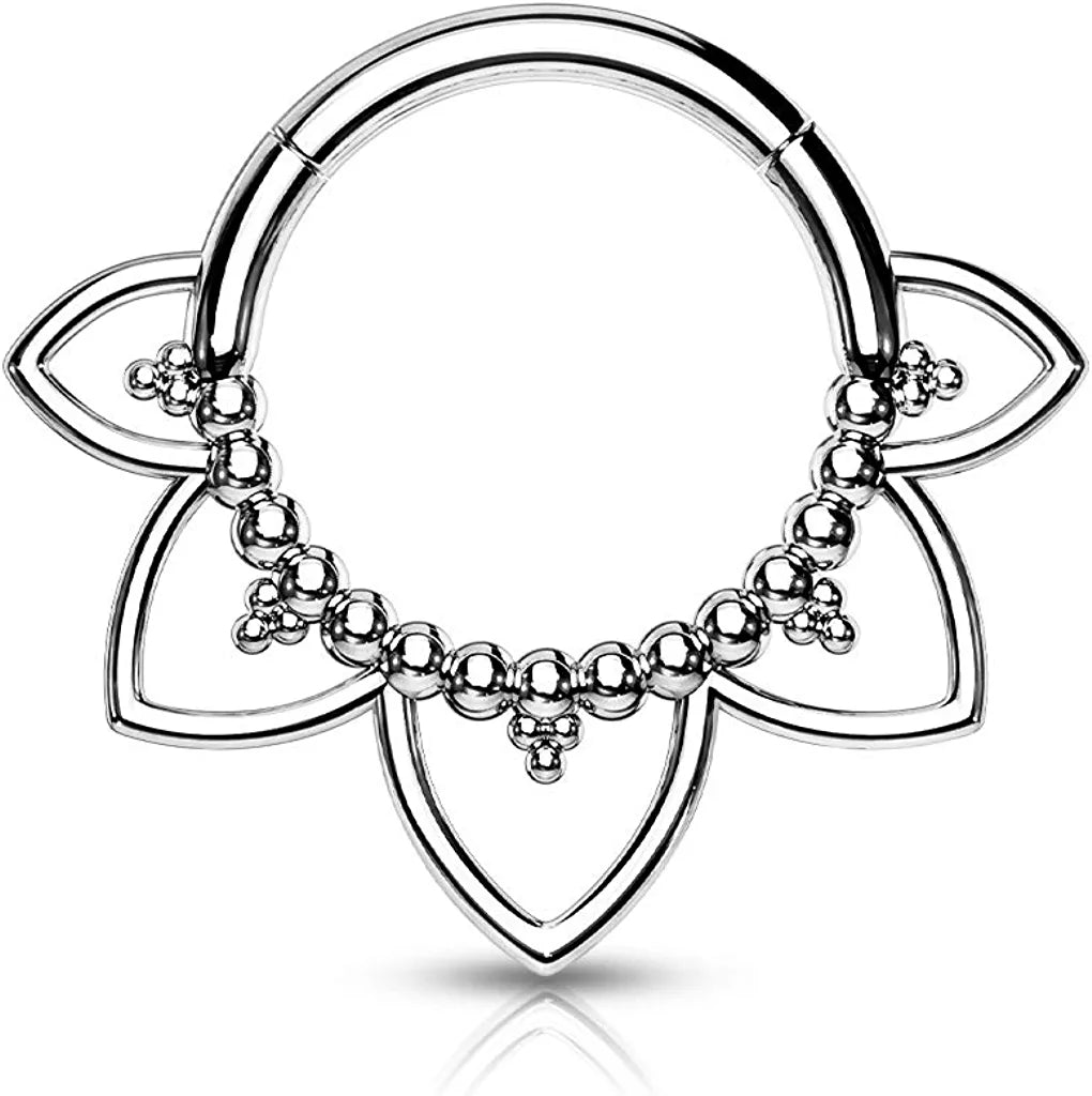 Surgical Steel Filigree Hinged Segment Hoop Ring Nose Ring, cartilage ring Impulse Piercings Steel