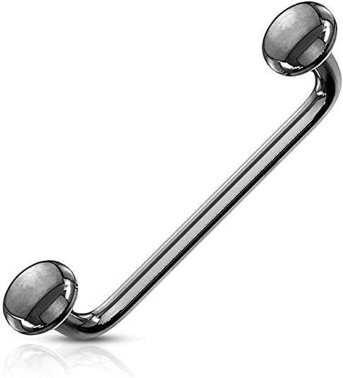 Surgical Steel Flat Disc Ends 90 Degree Bent Staple for Surface and Snake Eye Barbells Tongue Piercings Curved Barbell Skin Metals Black