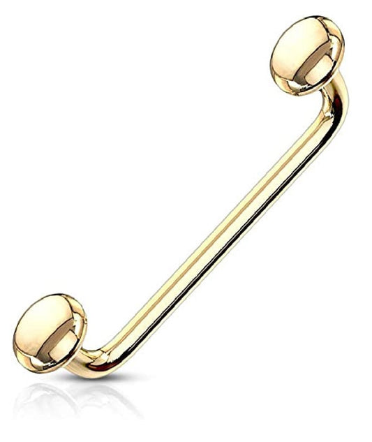 Surgical Steel Flat Disc Ends 90 Degree Bent Staple for Surface and Snake Eye Barbells Tongue Piercings Curved Barbell Skin Metals Gold
