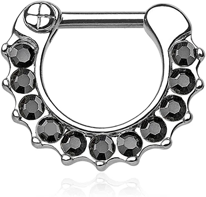 Surgical Steel Gem Paved Septum Clicker Ring Septum Ring Impulse Piercings