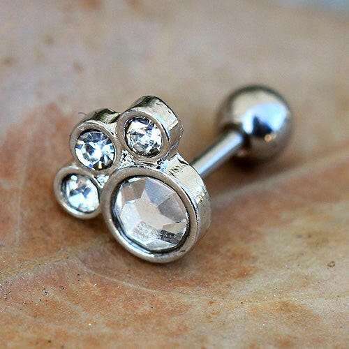 Surgical Steel Gemmed Animal Paw Cartilage Earring