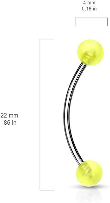 Surgical Steel Glow in the Dark Ball Ends for Snake Eye Piercing Curved Barbells Curved Barbell Skin Metals