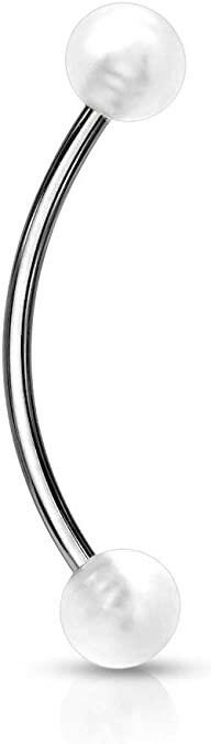 Surgical Steel Glow in the Dark Ball Ends for Snake Eye Piercing Curved Barbells Curved Barbell Skin Metals White