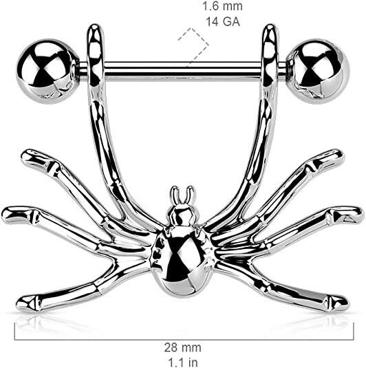 Surgical Steel Hanging Spider Nipple Shield Rings Nipple Ring Impulse Piercings