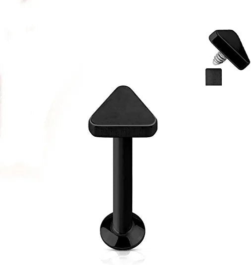 Surgical Steel Internally Threaded Triangle Top Labret Monroe Cartilage Studs Labret Impulse Piercings 16GA Length: 6mm Black