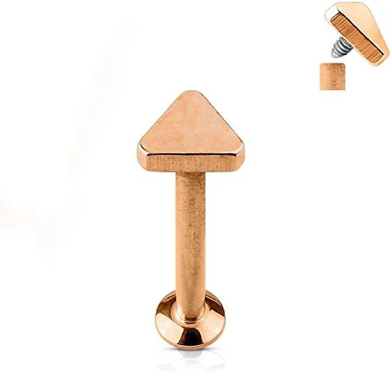 Surgical Steel Internally Threaded Triangle Top Labret Monroe Cartilage Studs Labret Impulse Piercings 16GA Length: 6mm Rose Gold