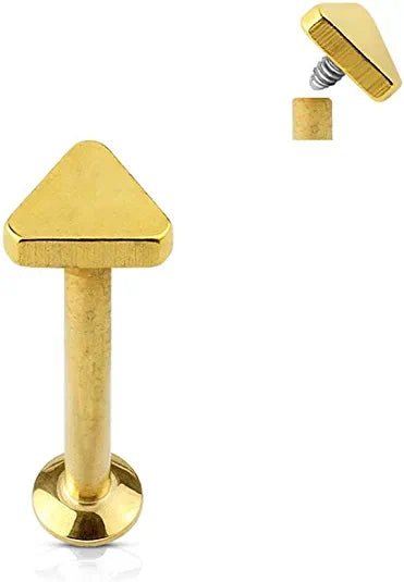 Surgical Steel Internally Threaded Triangle Top Labret Monroe Cartilage Studs Labret Impulse Piercings 16GA Length: 6mm Gold