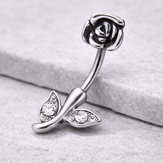 Surgical Steel Rose Navel Ring