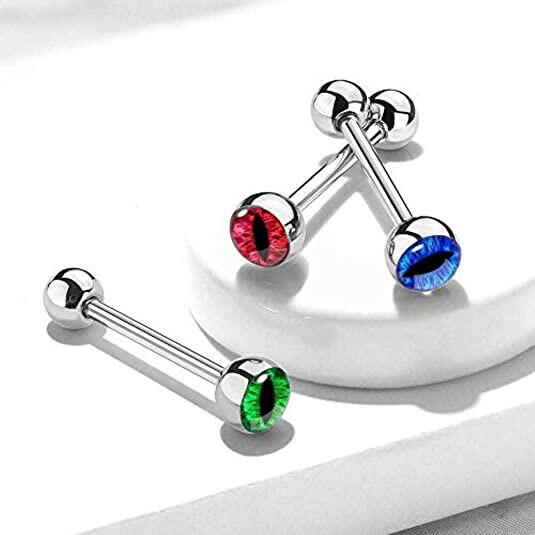 Surgical Steel Snake Eye Inlaid Ball Barbells Barbell Impulse Piercings
