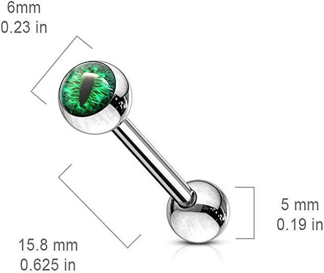 Surgical Steel Snake Eye Inlaid Ball Barbells Barbell Impulse Piercings