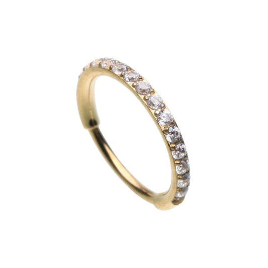 Golden Titanium Side Facing Multi Gem Steel Seamless Hinged Clicker Nose Hoop Nose Hoop Skin Metals