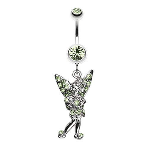 Tinker Bell Sparkle Belly Button Ring Navel Ring Impulse Piercings Light Green