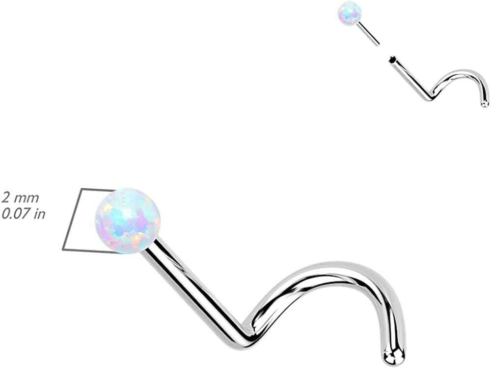 Titanium Threadless Push In With Opal Ball Top Nose Screw Nose Ring Impulse Piercings