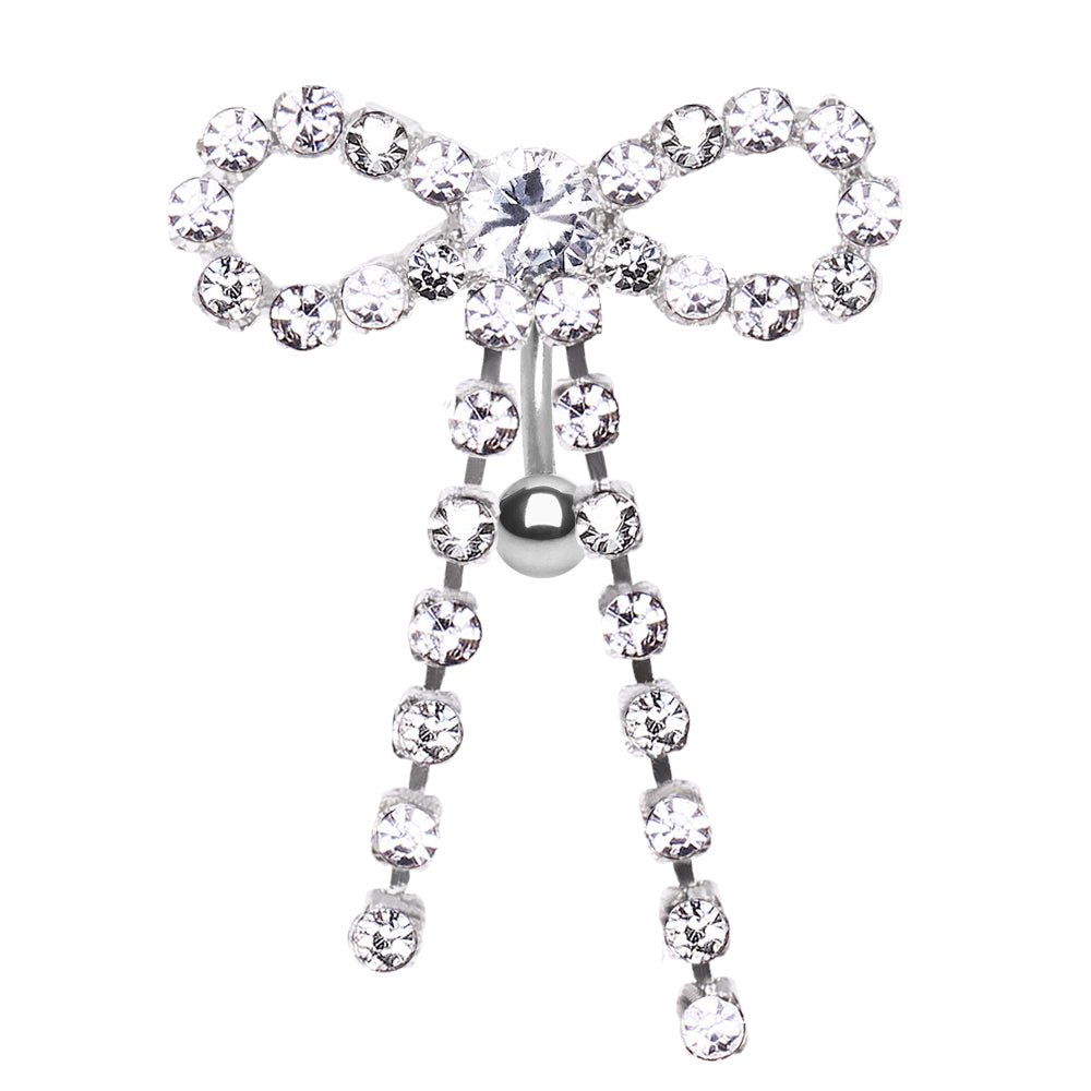Top Down Ribbon CZ Navel Ring 14G 316L Steel