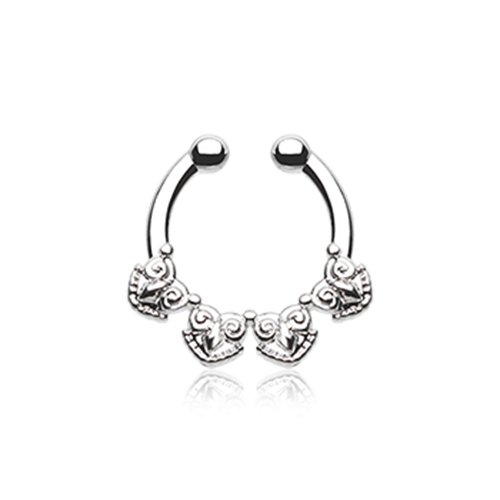 Tribal Tetra Fake Septum Clip-On Ring Fake Septum Ring Impulse Piercings