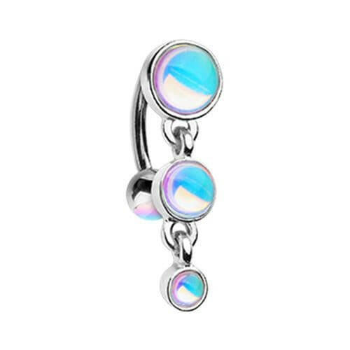 Triple Illuminating Moonstone Reverse Belly Button Ring Navel Ring Impulse Piercings