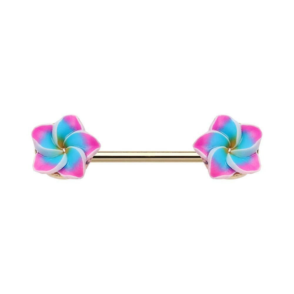 Tropical Plumeria Flower Nipple Barbell Ring Nipple Ring Impulse Piercings